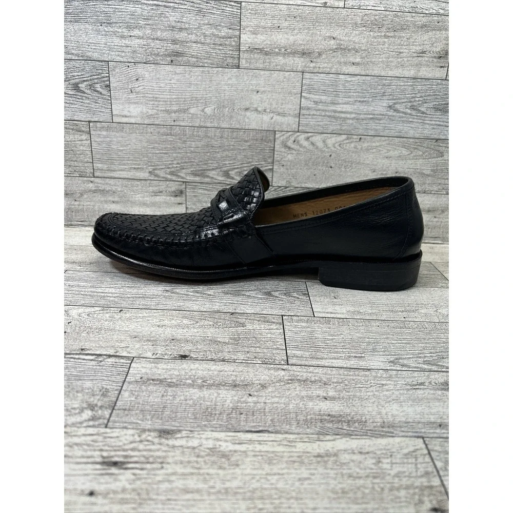 Florsheim 12073‎ Jareth Black Woven Dress Shoes Loafers Men's US 9D